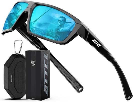 ATTCL Polarized Sunglasses Men for Fishing: UV Protection Lightweight TR90 Sports Wrap Sun Glasses Driving Golf Running