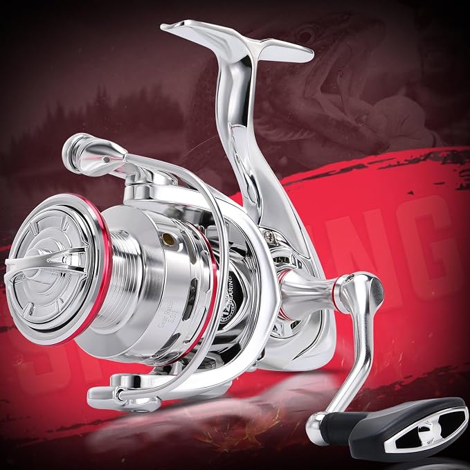 Sougayilang Saltwater Spinning Reel,CNC Aluminum Spool,Max Drag 33LB,Oversize Grip,5.5:1 Gear Ratio, 11+1 Stainless-Steel BB, Freshwater Fishing Reel.