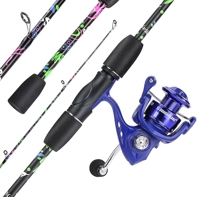 Sougayilang Fishing Rod Combo, 2-Piece 6-Foot Graphite & Fiberglass Rod with Anti-Reverse Spinning Fishing Reel