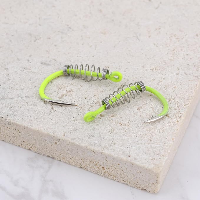 20Pcs Spring Fishing Hooks, High Carbon Steel Hooks with Metal Spring Barbed Swivel Fishing Hooks Suitable forPower Bait Trout Carp