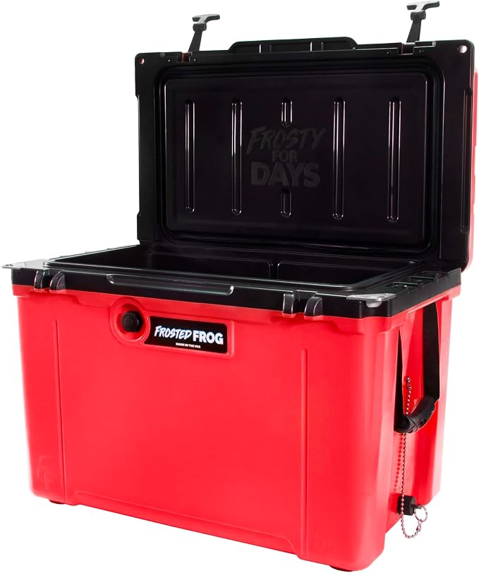 Frosted Frog 54 Qt Hard Cooler, Lightweight Made in USA Insulated Ice Chest | 30% lighter than rotomolded coolers; 54-quart hardside for camping, fishing, boating, beach, BBQ, tailgating & drinks