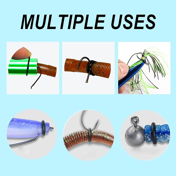 Wacky Rig Tool with Fishing O-Rings, Wacky Worm Rigging Tool Kit for Senko, Fishing Ring Rigging Tools for Clip Soft Baits Worms with Keychain Lanyard Fishing Bait Rigs