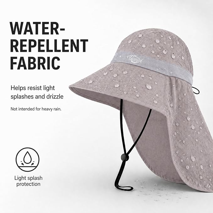 Palmyth Fishing Hat UPF 50+ Sun Hat Wide Brim Neck Flap Breathable Mesh Safari Hat UV Protection for Men Women