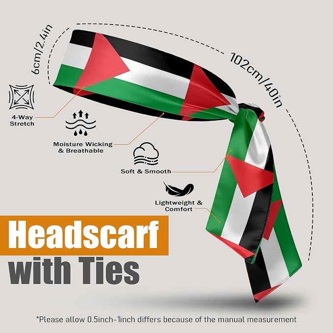 Flag Tie Headbands for Men Women, Moisture Wicking Sweatband Breathable Sports Headwrap, Non-Slip Stretchy Adjustable Fitness Hair Band
