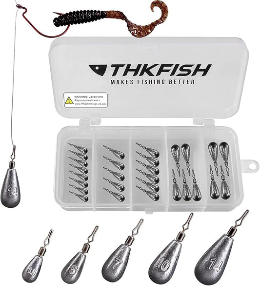 THKFISH Fishing Weights Sinkers Set, 60PCS Fishing Sinker Drop Shot Weights Kit,Drop Shot Rig Wacky Hooks for Saltwater Freshwater Bass Fishing