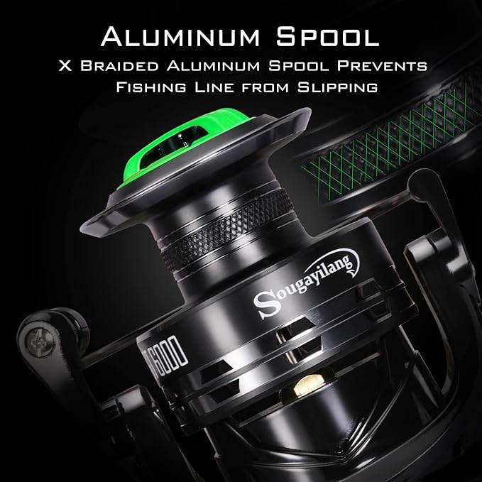 Sougayilang Fishing Reel, 5.2:1 High Speed Spinning Reel, Lightweight 11+1BB Ultra Smooth for Saltwater or Freshwater,1000-6000 Series