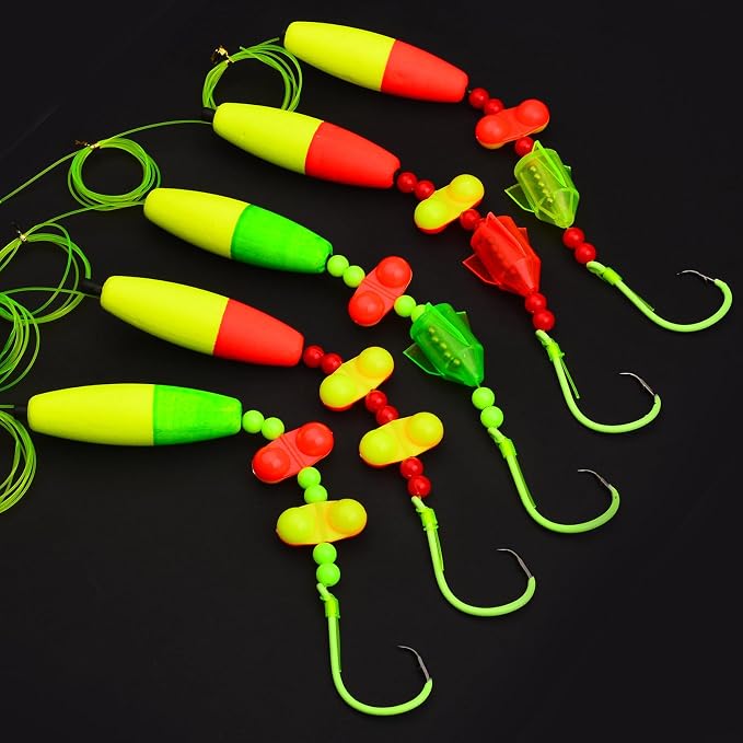 PROBEROS Catfish Fishing Rigs - Bank Fishing Set with 5pcs/Set, 6/0, 8/0, 10/0 Circle Hooks Circle Hooks, High Visibility, Ready to Use Catfish Rigs