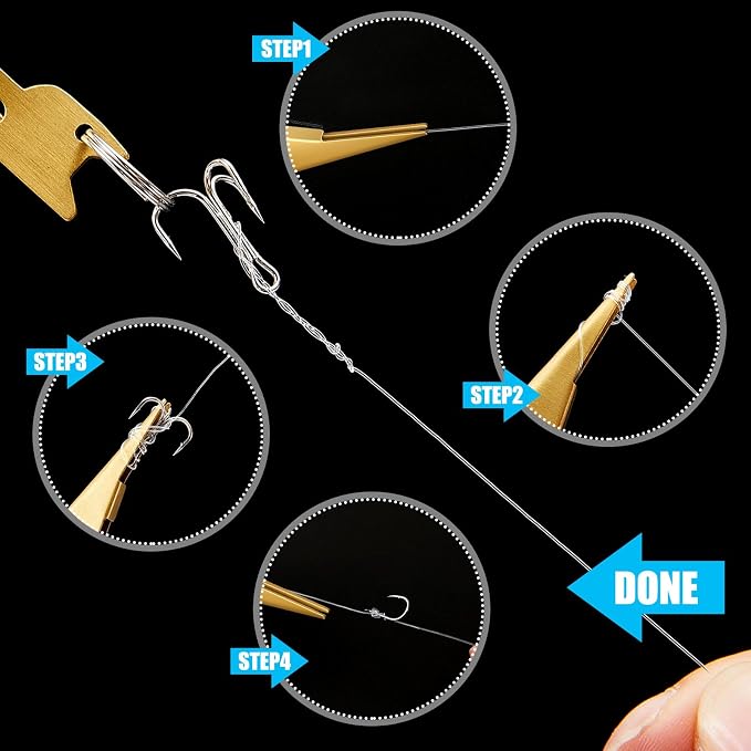 Deekin 3 Pcs Fishing Line Knot Quick Tie Fishing Knot Tying Tool Fly Nail Knot Tool Fly Angler Accessories Fly Tying Equipment for Hooks Lures Lines Men