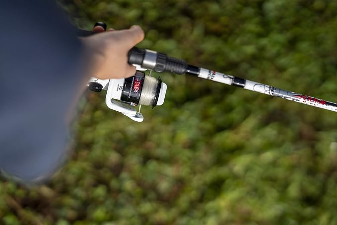 Abu Garcia 6’ Ike Dude Youth Fishing Rod and Reel Spinning Combo, 2-Piece Rod, Size 30 Reel, Right/Left Handle Position,White