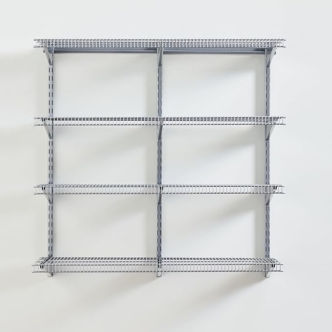 Rubbermaid 36" Pantry Organization Shelf System, Direct Wall Mount, 4 Shelves and Mounting Hardware Kit Included, Satin Nickel, Wire Shelving System for Home/Pantry/Closet