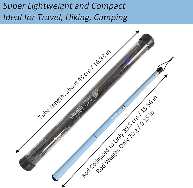 Aventik FreshStart Tenkara Rod in 7ft/8ft,Action 7:3 Complete Beginner Tenkara Rod Kit, 24T Carbon Fiber, Easy to Cast Flexible Durable Lightweight and Compact