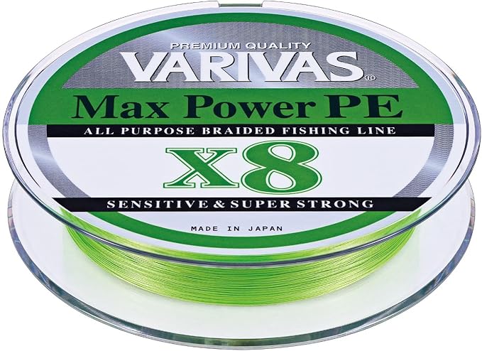 Varivas Max Power PE x8 Braided Fishing Line, Green, 150m, 200m