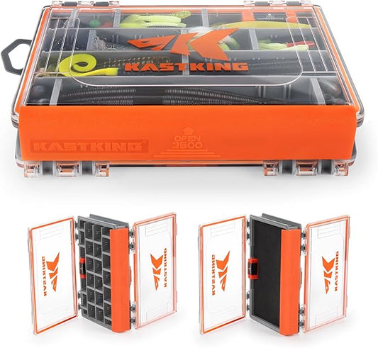 KastKing HyperSeal 3500 Double-Sided Waterproof Fishing Tackle Box – Adjustable Dividers, EVA Foam Jig Storage, Lure & Terminal Tackle Organizer,1 Pack