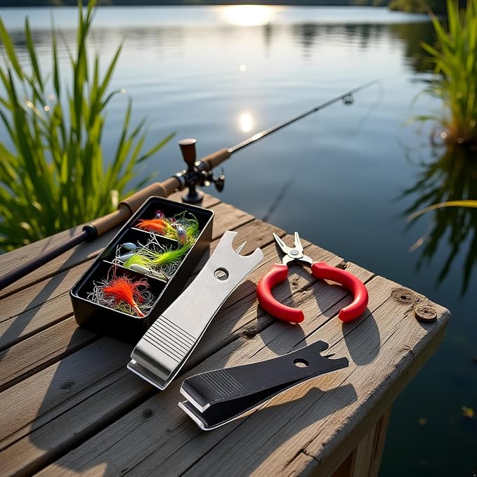 2Pcs Fishing Line Cutter Nipper with Hook Eye Cleaner Pin Steel Fishing Line Scissors Cutting Tool, Fishing Line Cutter Nipper with Hook Eye Cleaner Pin, Multi Functional Accessories（51 * 11.5mm)