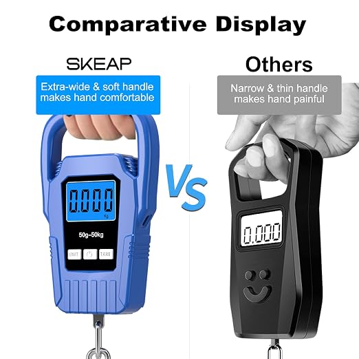 Digital Fish Scale Hanging Scale Fishing Scale,110lb/50kg Luggage Scale,Upgrade Large Handle & Backlit LCD Display, Electronic Balance Digital Fishing Postal Scale,Blue,Fishing Gifts for Men