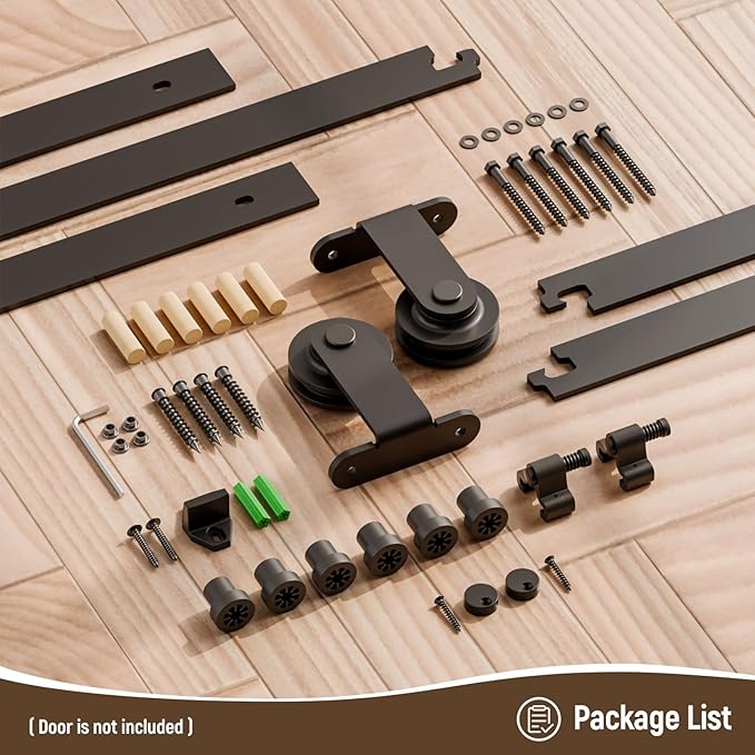 CCJH 6.6FT Sliding Barn Door Hardware Kit, Heavy Duty, Smoothly and Silently, Easy to Install, Fit 39.6" Width Single Door Panel, T-Shaped Style Black