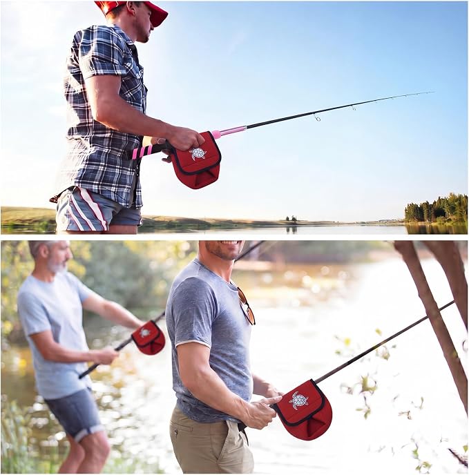 3 Pcs Fishing Spinning Reel Cover with Turtle Embroidery Baitcasting Trolling Fishing Reels Neoprene Protective Case Pouch Sleeve Gloves Bags Fits 2000-3000 Series Reel(Red,Classic)
