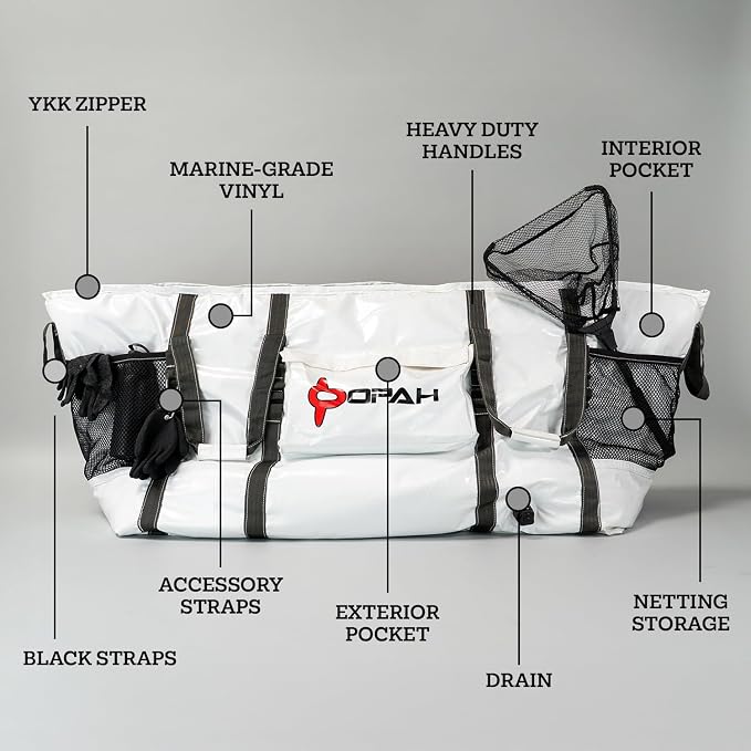 Opah Gear Fathom 7 Insulated Fish Kill Cooler Bag for Cow Tuna, 82' L x 30' W x 36' H, Heavy Duty, Marine-Grade Vinyl, UV Resistant, Camping & Fishing