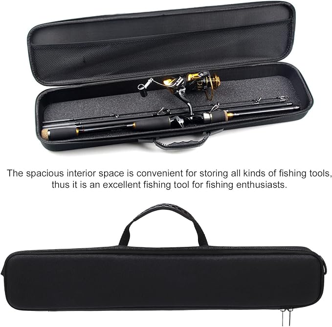 Travel Fishing Rod Case Hard Shell, Fishing Pole Carrying Case for Travel Fishing Rod Bag Carrier Case Fishing Pole Travel Case with Shoulder Strap for Fishing Tools
