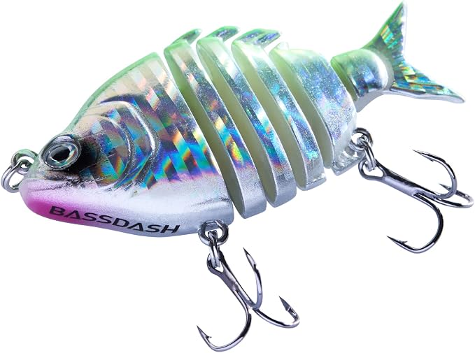 Bassdash SwimPanfish 0.34oz Hard Swimbaits Multi Jointed Topwater Trout Bass Fishing Crank Lure for Freshwater and Saltwater