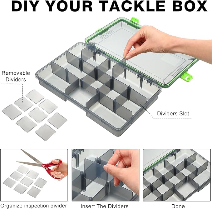Ramede 6 Pcs Fishing Tackle Boxes Waterproof Airtight Plastic Tackle Box Organizer Transparent Fishing Tackle Storage with Adjustable Dividers for Terminal Tackle Lure Bait Hook(Small)