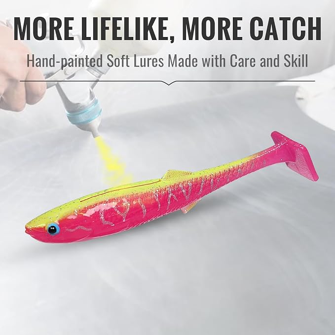 TRUSCEND Shadtale Easy Catch Soft Fishing Lures, Unique Vibration and Action for Various Rigs, Paddle Tail Swimbaits Trailer for Bass, Trout, Crappie, Walleye, Redfish, Saltwater & Freshwater Fishing