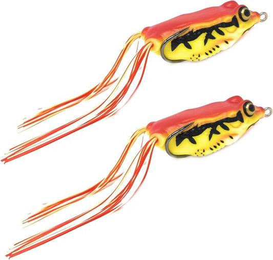 Reaction Tackle Hollow Body Frogs for Bass Fishing - Ultra Realistic Weedless Top Water Frog Lure for Bass, Snakehead, Pike and More - Floating Topwater Fishing Lures - 2 Pack