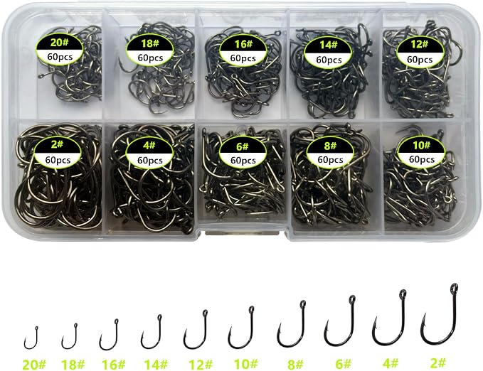 1000pcs 600pcs 300pcs Small Fish Hooks for Freshwater, 10 Specifications of Trout Fishing Hook Set