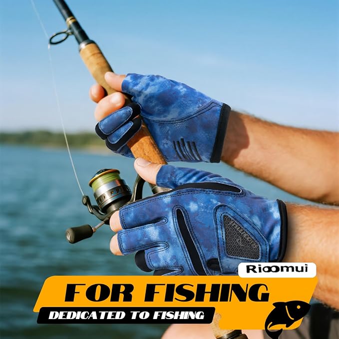 3-Cuts Fishing Gloves Men, Lightweight Breathable Anti-Slip Kayak Gloves Women for Kayaking, Sailing,Paddling,Rowing Enhanced Grip and Comfort