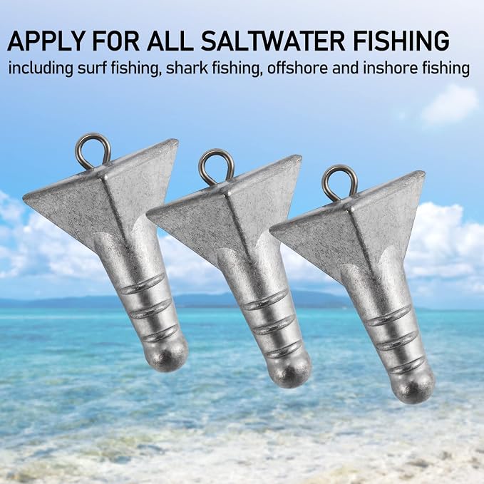 Dr.Fish 5 Pack Storm Sinker Pyramid Hatteras Surf Fishing Lead Weight Saltwater Beach Casting Sea Bottom Holder Inshore