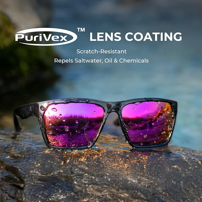 KastKing Beartrap Polarized Sports Fishing Sunglasses, With PuriVex Protective Lens Coating, Square Frame Design, Men Women