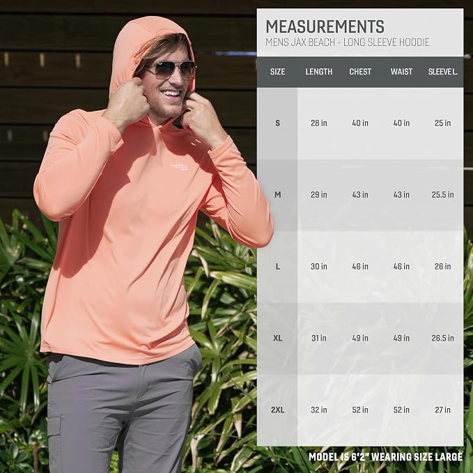Reel Life UV Long Sleeve Hoodie – Jax Beach Mens Long Sleeve Sun Protection Shirts with Hood