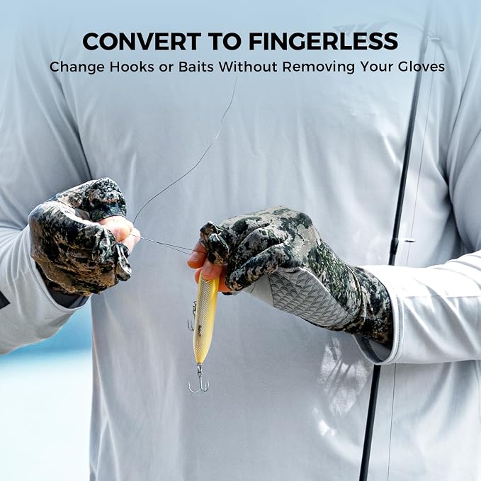 KastKing La Sal Pro Full Finger Fishing Gloves, UPF 50+ Sun Protection Gloves with Convertible Design, Ultralight Microfiber, Ultra-Soft Comfort, FrostWeave Cooling, Enhanced Grip, Four Sizes Options