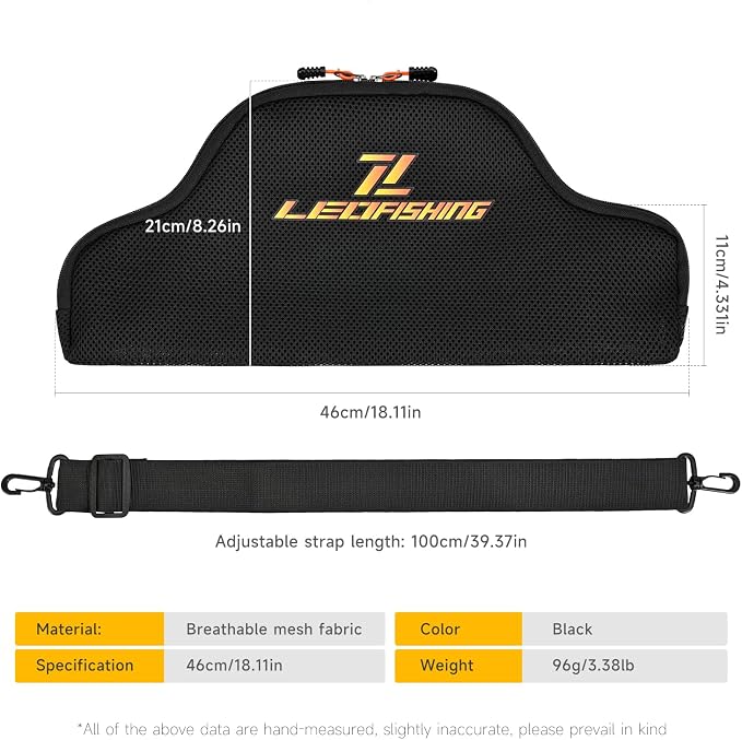 LEOFISHING Fishing Rod and Reel Combos Bag Portable Foldable Fishing Pole Case 45cm/17.7" for Short Telespoic Fishing Pole Store Up to 1-2 Fishing Rod with Reel Breathable Mesh Material