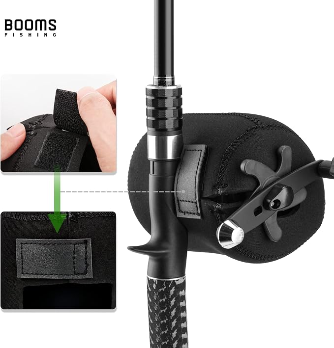 Booms Fishing RC1 Neoprene Reel Cover, Round Baitcasting Reels Cover, Fit for 50 100 200 300 400 800 1000 2000 3000 4000~10000 Conventional Reels, S/M/L/XL Size