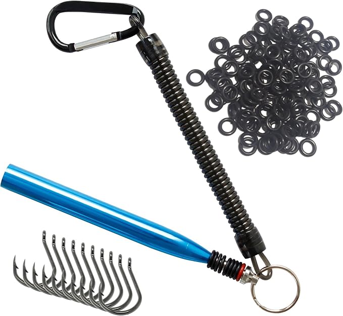 Reaction Tackle Wacky Rig Tool and O-Rings for Soft Plastic Worms, Bass Fishing Wacky Rig and Neko Rig Stick Bait Setup for Largemouth and Smallmouth