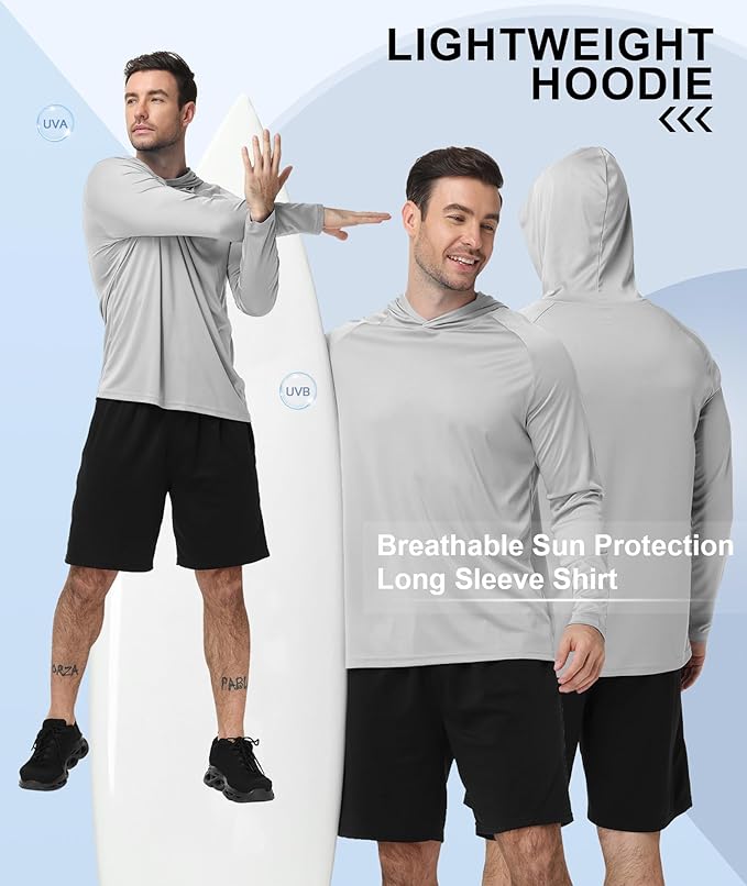 ZITY 5 Pack Mens UPF 50+ Hoodie Shirts Sun Protection Fishing Shirt Fast Dry Lightweight for Athletic Hiking Workout