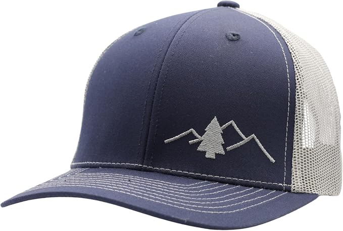 LINDO Trucker Hat [ Great Outdoors Design ] for Men and Women: Mid Profile Cap with Breathable Mesh Back and Adjustable Snap