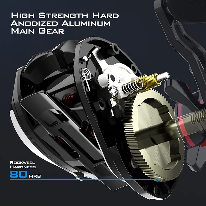 KastKing MegaJaws Elite Baitcasting Fishing Reel, New AutoMag Dual Braking System, Only 6.7oz, 17.64 LBs Carbon Fiber Drag, 11+1 Shielded BB, High Speed 5.4:1 to 9.1:1 Gear Ratios