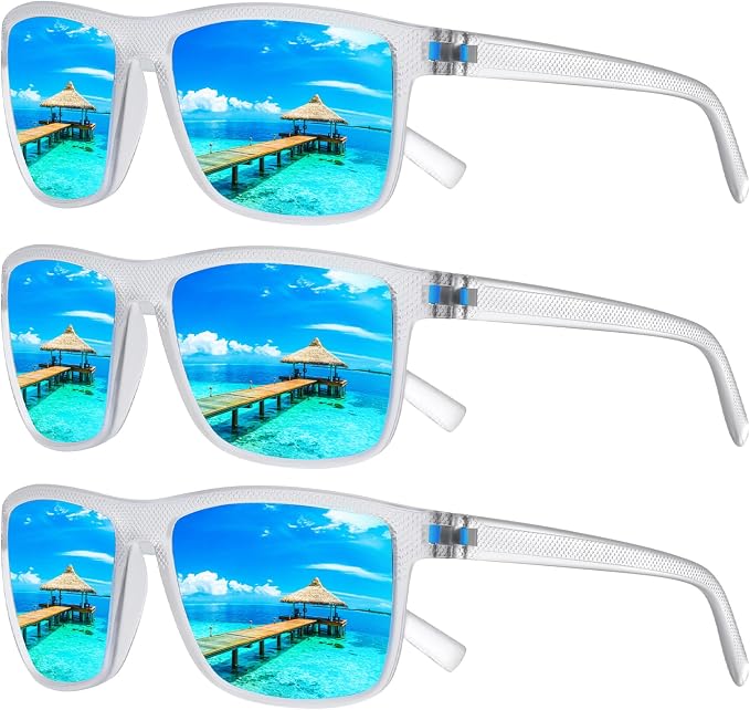 Square Polarized Sunglasses for Men and Women Lightweight Frame Sun Glasses with UV Protection