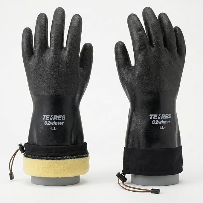 SHOWA TEMRES 282-02 Waterproof Insulated Winter Work Gloves, Breathable Polyurethane, Integrated Drawstring Gaiter Snow Cuff, Thermal Fleece for Skiing, Ice Fishing