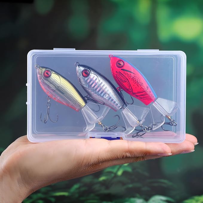Fishing Lure Kit, Bass Fishing Lures with Lifelike 3D Eyes, Top Water Bass Fishing Lures for Freshwater and Saltwater, Ideal Bass Fishing Kit and Teaser Gift for Men