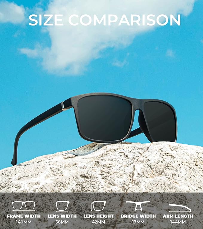 KALIYADI Polarized Mens Sun-Glasses Sunglasses-Men : Classic Sunglasses with UV Protection for Fishing Driving Golf