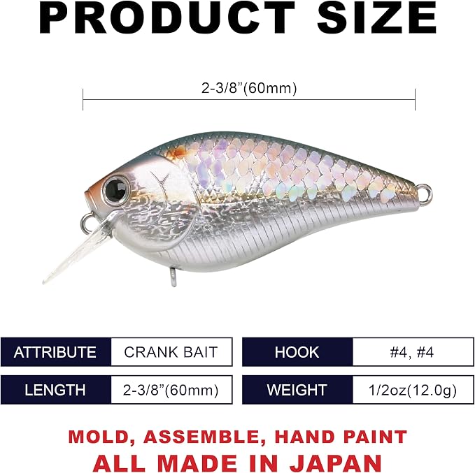 LUCKY CRAFT 1.5DRS Deep Rattle Sound Crankbait Fishing Lures, Shallow Diving Trout and Bass Lures, 3-4ft Depth, Square Bill Crankbait, Saltwater Fishing Gear and Accessories