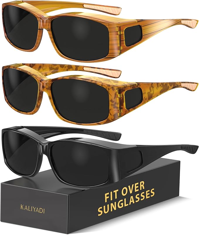 KALIYADI Polarized Sunglasses-Men Women Fit-Over-Glasses: Wrap Around Womens Sunglasses with UV400 for Driving Fishing Golf