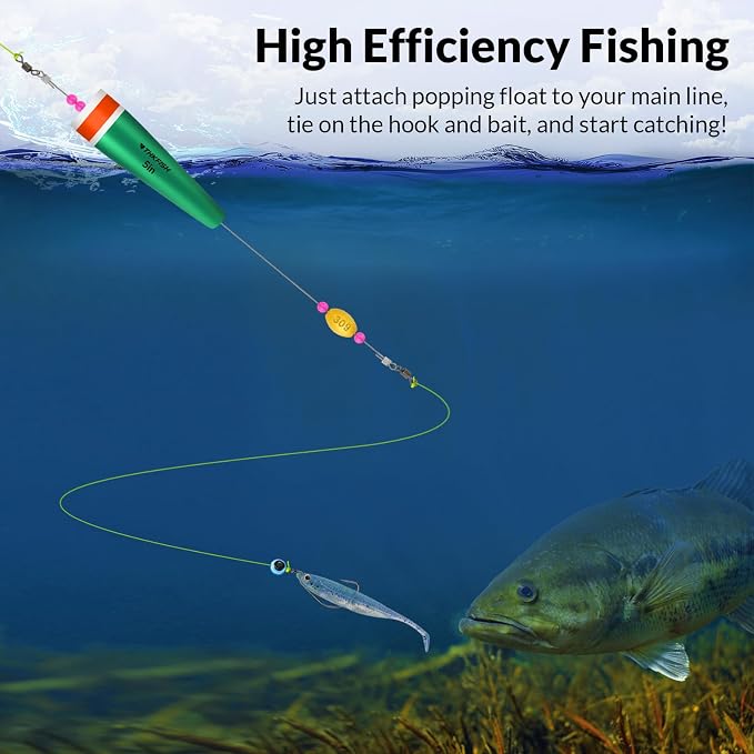 THKFISH Fishing Floats Bobbers Fishing Popping Cork Trout Float Rig Weighted Popping Floats Cork Trout Floats for Fishing Saltwater 4PCS
