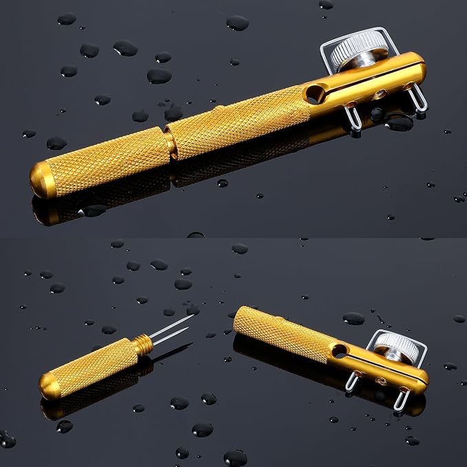 2Pcs Fishing Line Knot Tying Tool Metal Fishing Hook Tie Device Manual Portable Fishing Tie Hook Practical Knot Angler Accessories for Hooks Lures Lines Easy Tying and Protection
