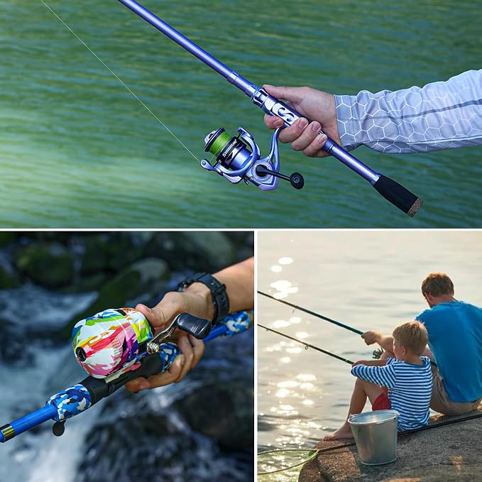 Sougayilang Portable Telescopic Fishing Combo for Family - Adjustable Carbon Fiber Pole & Smooth Reel, Complete Saltwater/Freshwater Kit for Adults and Kids