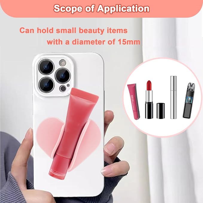 Lip Gloss Holder Phone Case,2026 New Model, Heart Shaped Gloss Bracket,Protective Lip Gloss Case with Adhesive Holder for Most Phone Models (Red)