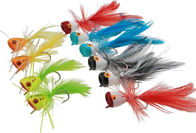 Fly Fishing Poppers, Topwater Fishing Lures Bass Crappie Bluegill Sunfish Panfish Trout Salmon Perch Steelhead Flies for Fly Fishing Bass Panfish Bluegill Trout Salmon